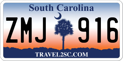 SC license plate ZMJ916
