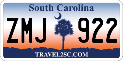 SC license plate ZMJ922