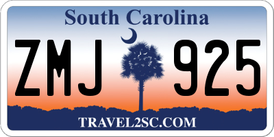 SC license plate ZMJ925