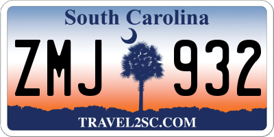 SC license plate ZMJ932