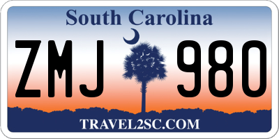 SC license plate ZMJ980