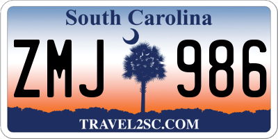 SC license plate ZMJ986