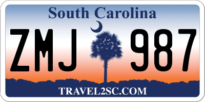 SC license plate ZMJ987
