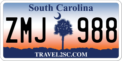 SC license plate ZMJ988
