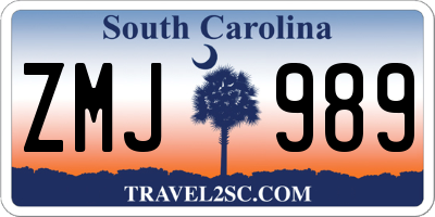 SC license plate ZMJ989