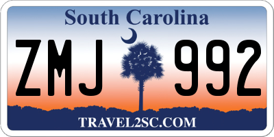 SC license plate ZMJ992