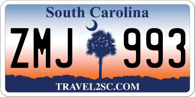 SC license plate ZMJ993