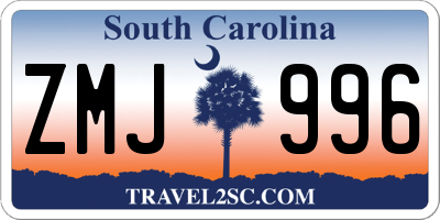 SC license plate ZMJ996