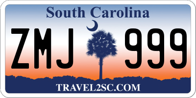 SC license plate ZMJ999