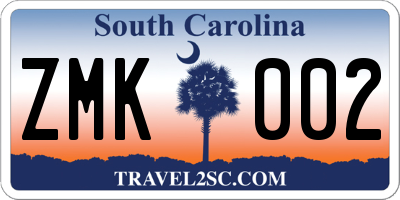 SC license plate ZMK002