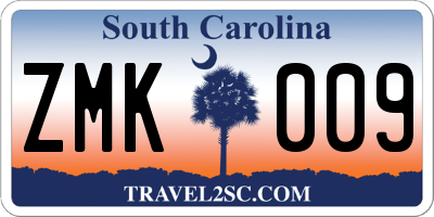 SC license plate ZMK009