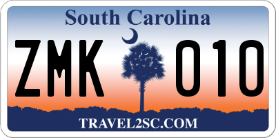 SC license plate ZMK010