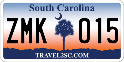 SC license plate ZMK015