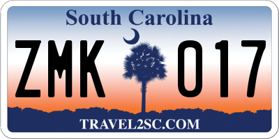SC license plate ZMK017