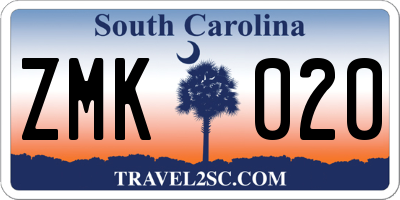 SC license plate ZMK020