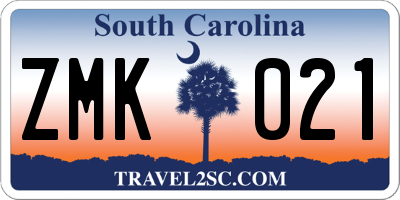 SC license plate ZMK021