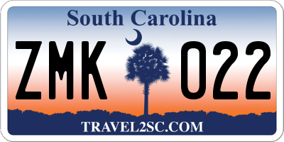 SC license plate ZMK022