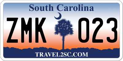 SC license plate ZMK023
