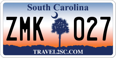 SC license plate ZMK027