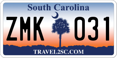 SC license plate ZMK031