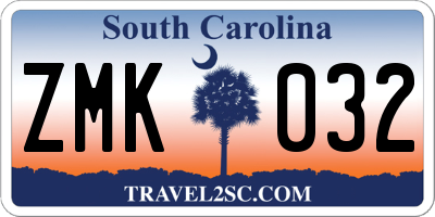 SC license plate ZMK032