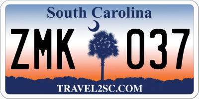 SC license plate ZMK037