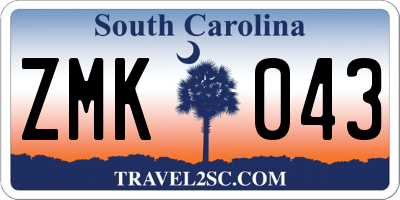 SC license plate ZMK043