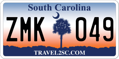 SC license plate ZMK049