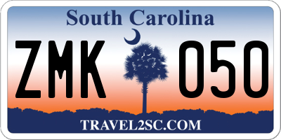 SC license plate ZMK050