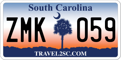 SC license plate ZMK059