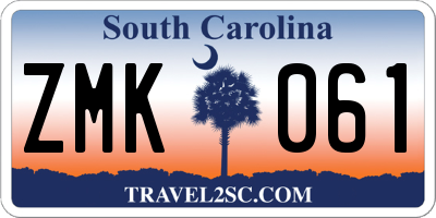 SC license plate ZMK061