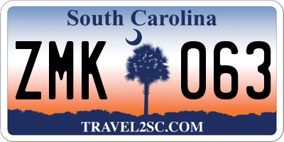 SC license plate ZMK063