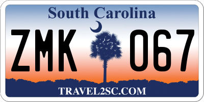 SC license plate ZMK067