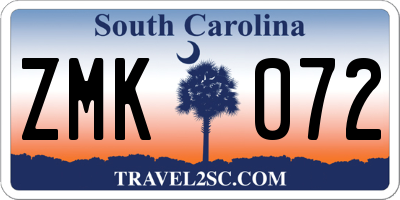 SC license plate ZMK072