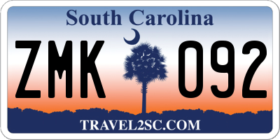 SC license plate ZMK092