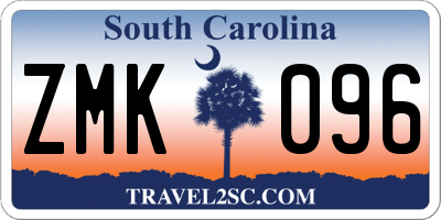 SC license plate ZMK096