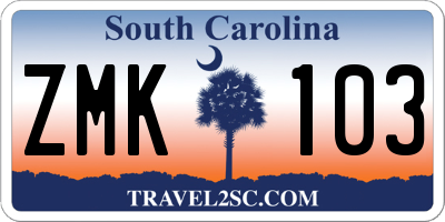 SC license plate ZMK103
