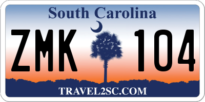 SC license plate ZMK104