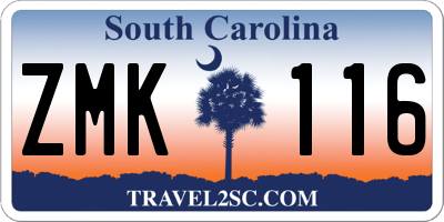 SC license plate ZMK116