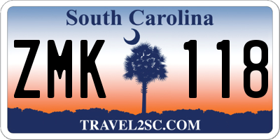 SC license plate ZMK118