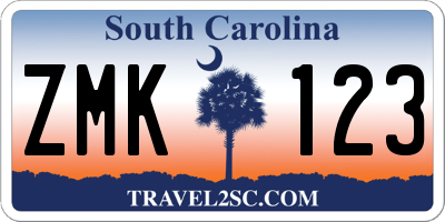 SC license plate ZMK123