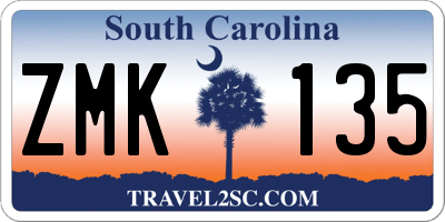 SC license plate ZMK135