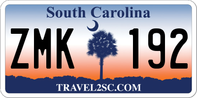 SC license plate ZMK192