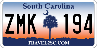 SC license plate ZMK194