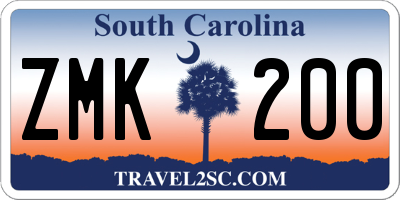 SC license plate ZMK200