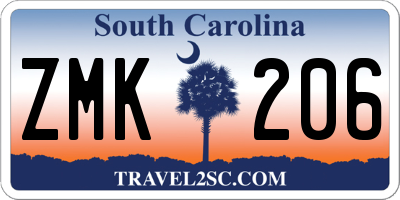 SC license plate ZMK206
