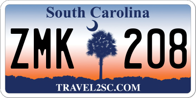 SC license plate ZMK208