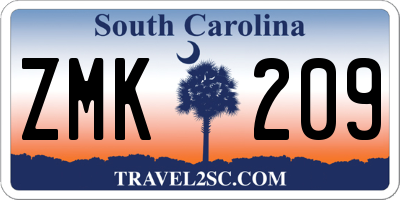 SC license plate ZMK209