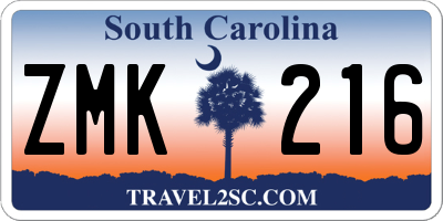 SC license plate ZMK216