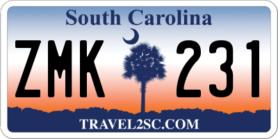 SC license plate ZMK231